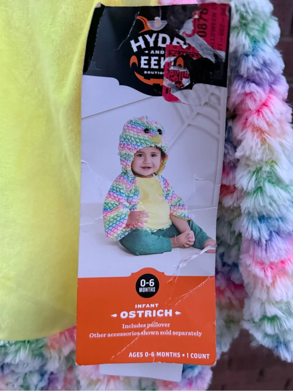 Ostrich Bird Halloween Costume Hyde & Eek Infant Size 0-6M Rainbow Pullover Top